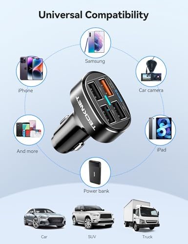 TECKNET 48 W Dual-Port USB-C Car Charger – Ultimate Fast Charging Solution for i Phone 16/15/14/13 & Samsung Galaxy – Advanced Power Delivery & Quick Charge 3.0 Technology – Compact & Durable Automotive Accessory for Effortless On-the-Go Power Management – Essential for Road Warriors and Daily Commuters