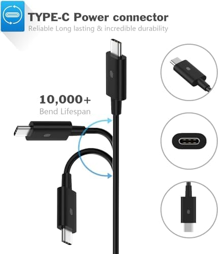 High-Power 90 W USB-C Laptop Charger: Universal Compatibility for Dell, HP, Lenovo, and More – Fast Charging AC Adapter for Precision 3540, XPS 13, Latitude Series, and Versatile Device Support – Reliable Power Supply with 12-Month Warranty for Enhanced Performance and Efficiency