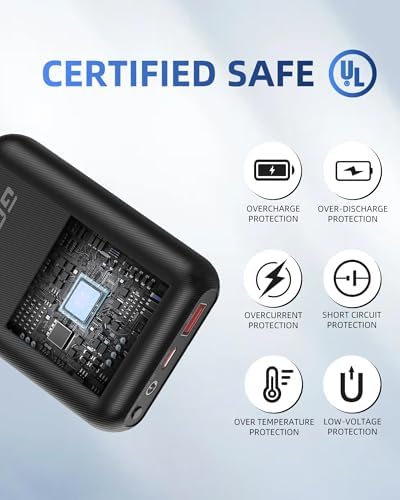 Rechargeable Heated Vest Battery Pack with LED Display for ORORO & Venustas – Versatile Power Bank for Heated Apparel, Includes Dual Adapter Cables for Enhanced Compatibility and Performance, Ideal for Outdoor Activities and Cold Weather Use