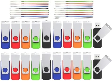 Wooolken 10-Pack 4 GB USB Flash Drives with Lanyards – Vibrant Swivel Memory Sticks for Effortless Data Storage and Backup, Ideal for Home and Office Use, USB 2.0 Compatibility for Quick File Transfers