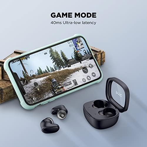 Elevate Your Audio Experience with HTC True Wireless Bluetooth Earbuds – Featuring Cutting-Edge Bluetooth 5.3 for Rapid Connectivity, 24-Hour Playtime, and Low Latency Gaming Mode – Stylish Transparent Charging Case – Perfectly Crafted for Gamers & Music Enthusiasts – Superior Sound Quality, Intuitive Touch Controls & Effortless Wireless Charging for Unmatched Convenience and Durability