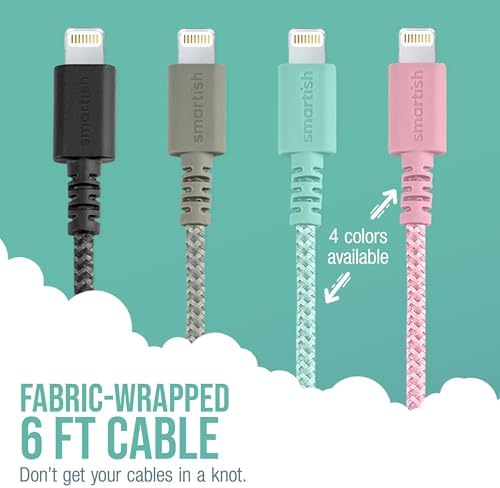 Smartish Crown Joule USB-C Charger – 6 ft Fast Charging Cable for i Phone 16 & 15 – 100 W Power Delivery – Nylon Fabric-Wrapped Cord for Android, Pixel, Galaxy, Mac Book Pro – Versatile Black Charging Solution for Instant Power-ups and Enhanced Durability