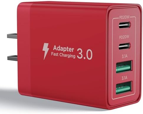 Aioneus 40 W USB C Fast Charging Block – 4-Port Dual PD & QC Wall Charger for i Phone 11-16, i Pad & Samsung Devices – Compact, High-Performance Power Adapter with Enhanced Safety Features for Home & Travel