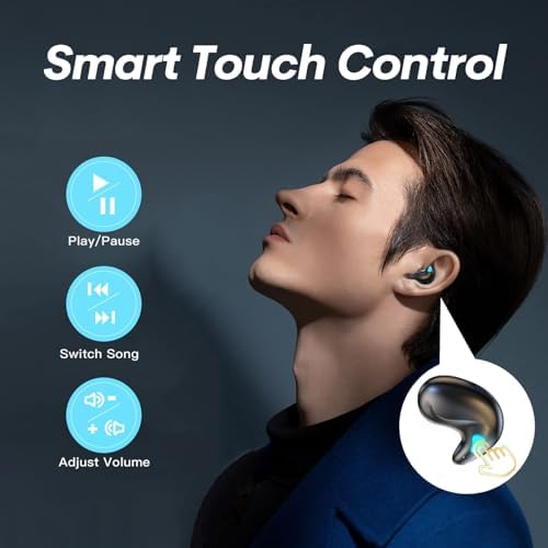 Ultra-Discreet Invisible Sleep Wireless Earbuds – IPX5 Waterproof Mini Earphones for Side Sleepers – Tiny Comfortable Wireless Headphones for Ultimate Sleep Experience – Enhanced Compatibility with Long Battery Life for Peaceful Nights