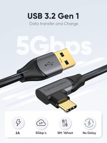 High-Speed 16 FT USB to USB C 3.1 Link Cable for Meta Quest Pro/Quest3/Quest2/Pico4 – Ultimate VR Headset Accessory for Uninterrupted Gaming and Seamless Data Transfer Up to 5 Gbps, Perfect for Tech Enthusiasts and Gamers Seeking Enhanced Mobility and Performance