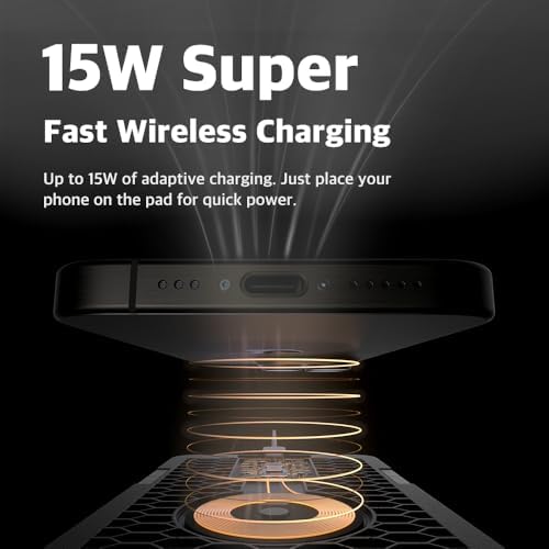 Enhance Your Workspace Efficiency with the POUT H3 Split Wireless Charging Mouse Pad – Fast Qi Charger for Seamless Device Power, Magnetic Alignment for Precision Use, Premium Anti-Slip Surface in Elegant Midnight Blue – Perfect for Smartphones and Earbuds – Elevate Your Productivity with Style and Functionality