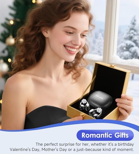 Chic Wireless Bluetooth 5.4 Earbuds with Fashionable Detachable Flower Earrings – Stylish Open Ear Headphones for Women, Waterproof IPX5 Rated, 50-Hour Playtime, Ideal for Festivals, Parties, and Unique Gift Giving (White)