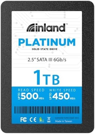 Transform Your Tech with INLAND Platinum 1 TB SATA III SSD – Ultra-Fast 2.5″ Solid State Drive Featuring Advanced TLC 3 D NAND for Superior Performance and Reliability, Ideal for Gamers and Creatives
