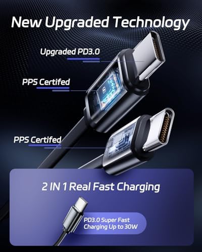 Ultimate 66 W Retractable Car Phone Charger – Fast Dual Type-C Charging Solution for i Phone 15/14, Samsung Galaxy S23+/S23/S22, i Pads – Tangle-Free Design for Efficient Multi-Device Power-Up in Cars and Trucks – Perfect Travel Accessory with Built-In Safety Features