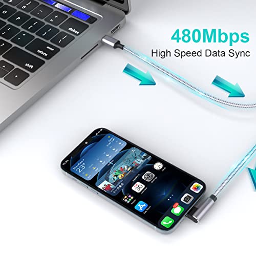 10 FT Right Angle Lightning to USB C Cable – MFi Certified Fast Charging & Data Sync Cord for i Phone 14/13/Pro/12/Max/11/X/XS/XR/8 – Durable Nylon Braided Design, Perfect for Gaming & Movie Watching – 480 Mbps Transfer Speed, Universal Compatibility with Apple Devices, 10000+ Bend Test Resistance, Safe Charging with No Warning Messages – Ideal for Mobile Gamers & Power Users