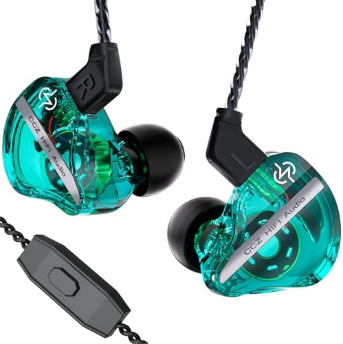 CCZ DC01 Pro Wired In-Ear Monitor Headphones – Premium Gaming Earbuds with Patent-Pending Comfort-Fit Ear Fins – Exceptional Sound Quality for Gamers and Musicians – Versatile Compatibility for All Devices – Sleek Black Design for Style and Performance