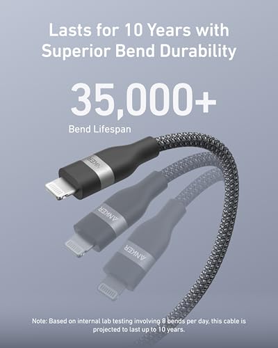 Anker Upcycled-Braided USB C to Lightning Charging Cable – 3 FT Ultra-Fast Charging Cord for i Phone 14/13/12/11 Series – Eco-Friendly, High-Speed Power Delivery with MFi Certification for Seamless Device Compatibility