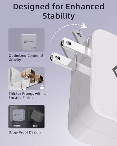 Ultimate PAEBAI+ 100 W USB-C Ga N Fast Charger: Compact, Foldable Wall Adapter for Mac Book Pro, i Phone 15/16, and Diverse USB-C Devices – 6.6 ft Durable Type-C Cable for Rapid Charging – Unmatched Versatility and Safety Features for Efficient On-the-Go Power Solutions