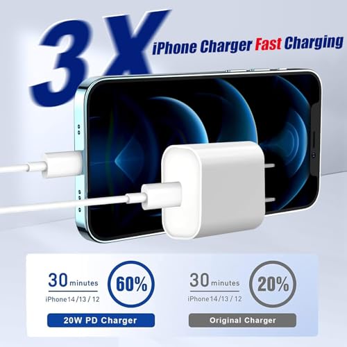 Ultra-Fast i Phone Charging Solution: MFi Certified 10 FT USB-C to Lightning Cables (2-Pack) with 20 W Power Delivery Charger for i Phone 14 Pro Max/Plus/13/12/11/XS/XR/X/SE – Enhanced Durability & Speed for On-the-Go Efficiency