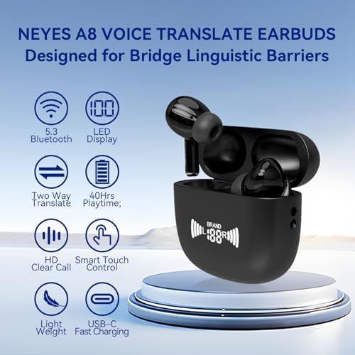 Revolutionize Your Global Connectivity with Cutting-Edge Translation Earbuds: Instant Voice Translator Across 137 Languages – All-in-One Bluetooth Earbuds for Effortless Conversations, Premium Sound, and Hands-Free Calling (Sleek Dark Black) – Tailored for World Travelers, Business Innovators, and Language Aficionados