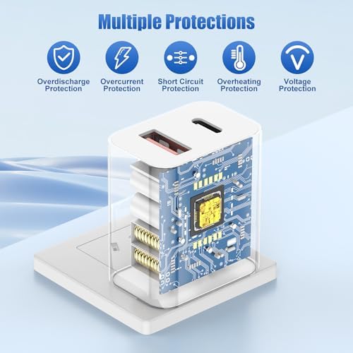 Ultra-Fast 40 W Dual-Port USB-C Charger with 4 Premium 6 FT Cables | Perfect for i Phone 16/15 Pro Max, i Pad Pro & Samsung S24 | Compact, Travel-Ready Design for Effortless Charging | Experience Rapid Power Delivery & Versatile Compatibility for All Devices