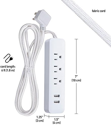 Globe Electric Designer Series 3-Outlet Power Strip in Chic Rose Finish – Stylish Surge Protector with Enhanced Compatibility and Fast Charging for Modern Homes and Offices