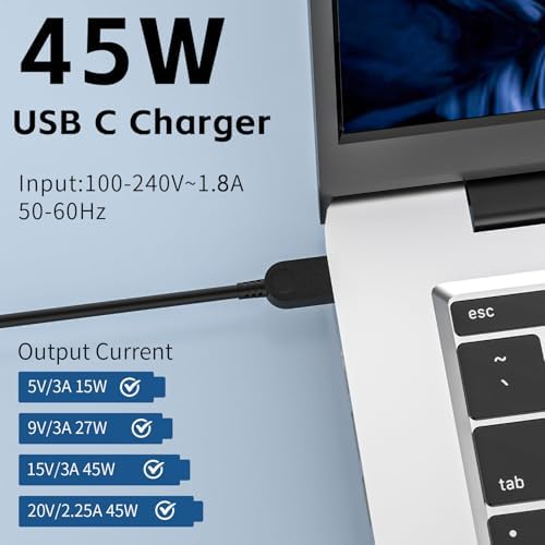 High-Efficiency 45 W USB Type C Power Adapter for Lenovo Think Pad & Chromebook – Fast Charging with Multi-Protection Safety Features for Enhanced Device Compatibility and Reliability