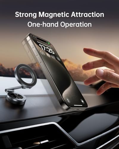 SYNCWIRE Mag Safe Car Mount – Ultimate 360° Rotating Magnetic Phone Holder for All Smartphones, Adjustable Metal Arm for Custom Positioning, Ultra-Strong Magnet for Secure Dash Installation, Perfect Companion for i Phone 16, 15, 14, 13 Pro Max – Elevate Your Driving Experience with Seamless Accessibility and Stability