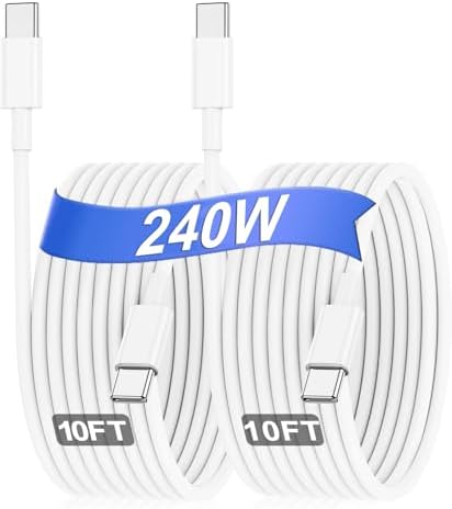 240W USB C Charging Cable for MacBook Pro/Air & for iPhone 16/15 Pro Max, MFi Certified 48V/5A Super Fast Charger Cord 6ft, PD 3.0 Compatible with iPad Pro 12.9/11, Samsung S25/S24(2-Pack) – Enhanced Compatibility and Speed