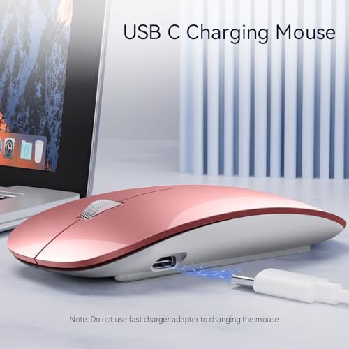 Elevate Your Computing with the Uiosmuph G11 Wireless Mouse – Stylish Purple Slim Design, USB C Rechargeable & Silent Click Technology for Effortless Precision and Comfort on Laptop, Mac, and PC