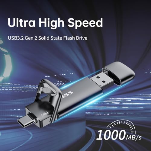 SSK 512 GB Ultra-Fast SSD USB C Stick – Lightning-Speed Dual Drive with Type-C & USB A 3.2 Gen 2 – Perfect for i Phone 15, PS4, Android, Windows & Mac – Portable High-Speed Data Storage Solution for Professionals & Gamers – Effortless File Transfers Up to 1000 MB/s – Sleek, Durable Design for On-the-Go Access
