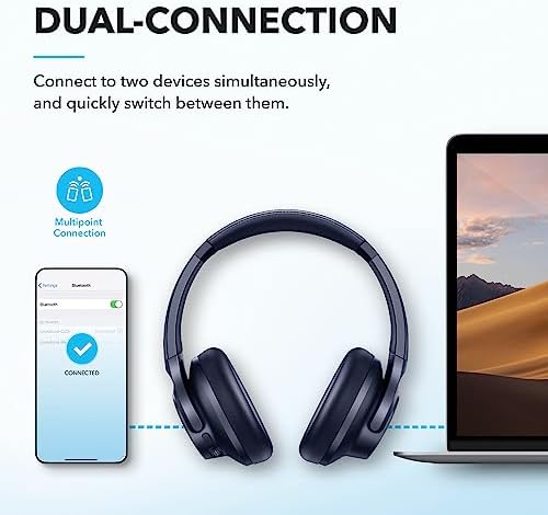 Unleash Your Sound: Anker Q20 i Wireless Over-Ear Headphones with Advanced Noise Cancellation, 40-Hour Battery Life, and Customizable Audio Profiles – Immerse Yourself in Hi-Res Audio with Deep Bass and Transparency Mode for Ultimate Comfort and Clarity