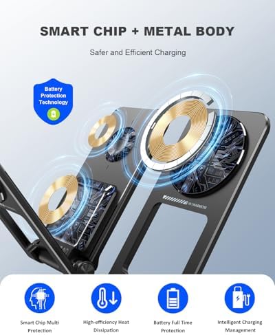 Ultimate 3-in-1 Magnetic Wireless Charging Station with Retractable Cable – Fast 15 W Charger for i Phone 16, 15, 14, 13, 12, Apple Watch & Air Pods – Portable Foldable Design with 20 W Adapter for Home, Office & Travel – Enhanced Safety Features & Cable Management Solutions