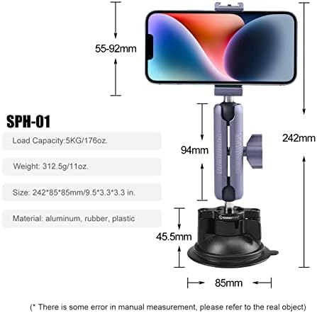 Universal Smartphone Suction Cup Mount for Car Windshield – SUNWAYFOTO SPH-01 Bracket for Seamless Hands-Free Navigation, Enhanced Stability, and Optimal Viewing Angles
