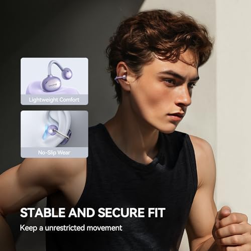 Revolutionize Your Audio Experience with 1 MORE S20 Open Ear Bluetooth 5.4 Wireless Earbuds – Lightweight Clip-On Design, 30-Hour Playtime, Four ENC Microphones for Crystal-Clear Sound, IPX5 Water-Resistant Durability, Perfectly Secure Fit for Active Lifestyles, Your Ultimate Sports Companion in Stylish Black