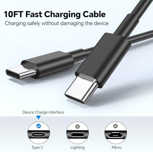 20 W Dual USB-C Fast Charger Block for i Phone 15/16 Series – Includes Two 10 FT USB-C Charging Cables, Perfect for Pro Max, Plus, Pro, i Pad Pro/Air – Compact, High-Speed Charging Solution (2 Pack, Black)