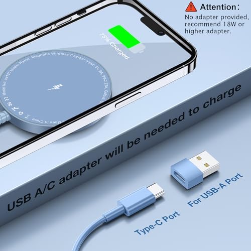 Magnetic Wireless Charging Pad for i Phone 16, 15, 14, 13, 12 & Air Pods 4-2 Pro – Ultra-Thin Aluminum Alloy Design with Strong Magnet for Secure Connection, USB-C/A Compatibility, Perfect for Desk & Travel – Elevate Your Charging Experience with Effortless Convenience and Style