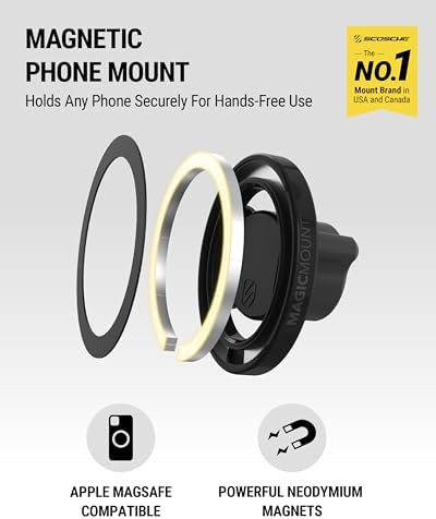 Revolutionize Your Driving Experience with Scosche Magic Mount™ SMSCUP – Adjustable Gooseneck Magnetic Phone Holder for Car, Compatible with i Phone 16-12 Series & Android Devices, Mag Safe Technology, Effortless Hands-Free Navigation, Secure Cup Holder Fit, Effortless Installation