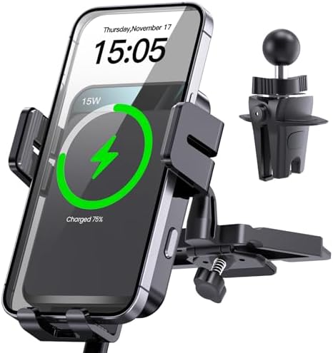 MOKPR Wireless Car Charger – Smart Auto-Clamping Air Vent Mount for Fast Charging (15 W/10 W/7.5 W) – Compatible with i Phone 15/14/13/12/11 and Samsung Galaxy – Stylish Pink Design for Modern Vehicles – Effortless Device Stability and Charging On-the-Go