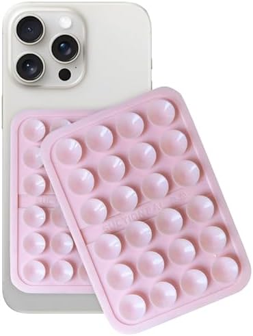 Maximize Your Mobile Creativity: 2-Pack Sticky Silicone Suction Phone Grip with 24 Powerful Suction Cups for Secure Hands-Free Selfies and Videos – Compatible with i Phone, Samsung, and Android – Durable Black Accessory for Ultimate Versatility and Convenience