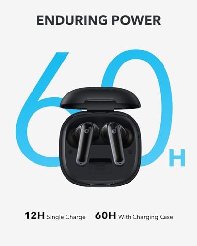 Anker Soundcore P40 i Wireless Earbuds – Adaptive Noise Cancelling with Heavy Bass, 60-Hour Playtime, IPX5 Waterproof, Bluetooth 5.3 for Effortless Connectivity, Dual Purpose Charging Case and Phone Stand, Ideal for Active Lifestyles and Daily Commutes
