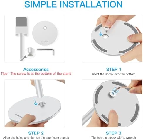 Cell Phone Stand, OMOTON Angle Height Adjustable Phone Holder, Aluminum Desktop Phone Holder Dock Stand for Desk, Compatible with iPhone 13/Mini/Pro/Max, All Smartphones and Tablets(4-11”),Black – Enhanced Compatibility and Speed