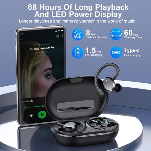 Transform Your Audio Experience with Cutting-Edge Bluetooth 5.4 Wireless Earbuds – Hi-Fi Stereo Sound with Advanced ENC Noise Cancellation – IP7 Waterproof for Ultimate Durability – 68-Hour Battery Life with Dual LED Display for Real-Time Monitoring – Perfect for Active Lifestyles and Everyday Connectivity
