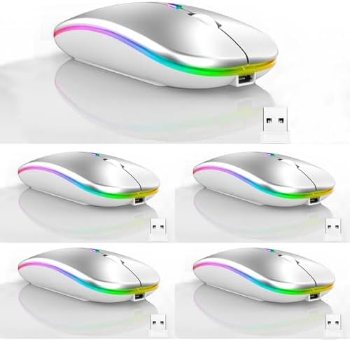 Seamless Productivity with 3 Pack Rosy Glow Red Wireless Bluetooth Mouse – Rechargeable, Silent, and Slim Dual Mode Mice for Laptop, Desktop, i Pad, and Mac – Perfect for On-the-Go Professionals and Students