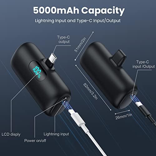 Ultra-Compact 5000 m Ah Power Bank – High-Speed USB-C Mini Portable Charger with LCD Display, Perfect for i Phone 16/15 Series & Android Devices – Lightweight Battery Pack for Travel and Daily Use, Enhanced Compatibility & Fast Charging Solutions