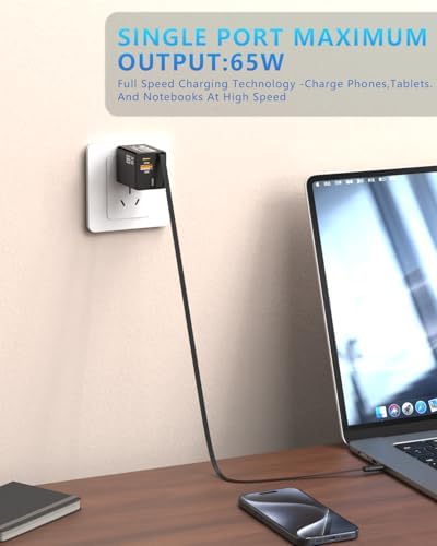 Powerful 65 W Ga N USB-C Charger with Retractable Cable – Dual Port Compact Fast Charging Adapter for i Phone 15/16 Pro, i Pad, Mac Book & Galaxy Devices – Ultimate Portability & Enhanced Compatibility
