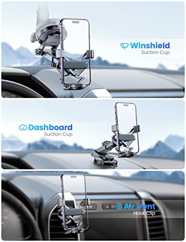 e Samcore Premium Gravity Suction Cup Windshield Phone Mount for i Phone 14 – Versatile Car Dashboard Holder with 360-Degree Rotation for Enhanced Navigation and Hands-Free Safety