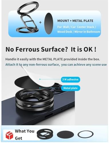 Sleek Silver Gym Magnetic Phone Holder – Dual Magnet Technology for Unmatched Grip, 360° Rotatable Design for Optimal Viewing Angles, Effortless Attachment to Metal Surfaces, Compatible with i Phone 12/13/14/15/16, Samsung & All Mag Safe Smartphones – Ultimate Portable Phone Mount for Distraction-Free Workouts