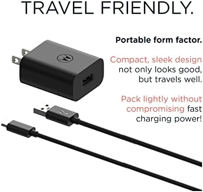 Motorola Turbo Power 20 QC3.0 Fast Wall Charger with 1 m USB-A to USB-C Cable – Ultimate Charging Solution for Moto G Play (2023/2024), G Power 5 G (2022/2023), G Stylus 5 G (2022/2023), Edge+ (2022/2023) – Rapid Recharge, Enhanced Safety, and Versatile Compatibility for All Your Mobile Needs