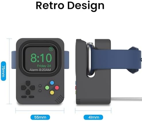 Delidigi Silicone Charging Dock for Apple Watch – High-Speed, Secure and Portable Stand for Ultra, SE2, Series 8-1 (49 mm-38 mm) – Stylish Dark Grey Design Ensuring Stability and Effortless Charging Convenience