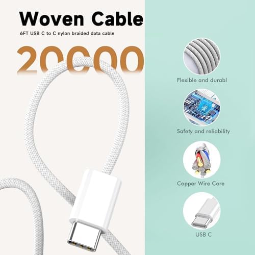 20 W Dual Pack Fast Charger for Apple Devices – Ultimate Rapid Power Solution for i Phone 16, Air Pods Pro 2 nd Gen, i Pad 11 A16 & More – Durable USB Type C Woven Cable for Home & Travel Efficiency