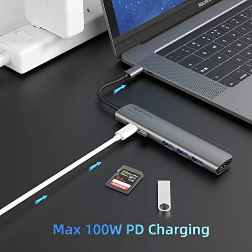 Transform Your Connectivity with the WALNEW 7-in-1 USB C Hub – 4 K HDMI Adapter, 100 W Power Delivery, and High-Speed Data Ports for Mac Book Pro, i Pad 10, Dell XPS & More – Ultimate Multiport Solution for Professionals and Creatives!