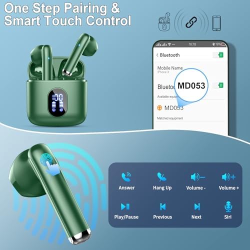 Advanced Bluetooth 5.3 Wireless Earbuds – Hi-Fi Stereo Sound for Ultimate Audio Experience, 4 ENC Mics for Superior Call Clarity, Featherlight 3 g Build for Unmatched Comfort, 30-Hour Playtime with Sleek USB-C Charging Case, IP7 Waterproof for All-Weather Durability, Seamlessly Compatible with Android & i OS – Ideal for Music Aficionados and On-the-Go Professionals
