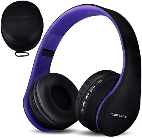 Experience the Ultimate in Comfort and Sound with Power Locus Stylish Purple & White Wireless Over-Ear Headphones – Hi-Fi Stereo Quality, Foldable Design for Travel, 12-Hour Battery Life, and Built-In Microphone for Hands-Free Calls – Perfectly Compatible with i Phone, Samsung, and LG Devices