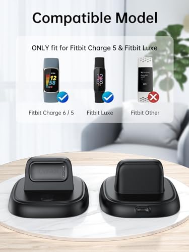 LVFAN Fast Charging Dock for Fitbit Charge 6, Charge 5 & Luxe – Magnetic Charger Stand with Reset Button for Efficient Power Management – Ultimate Smartwatch Charging Solution for Active Lifestyles